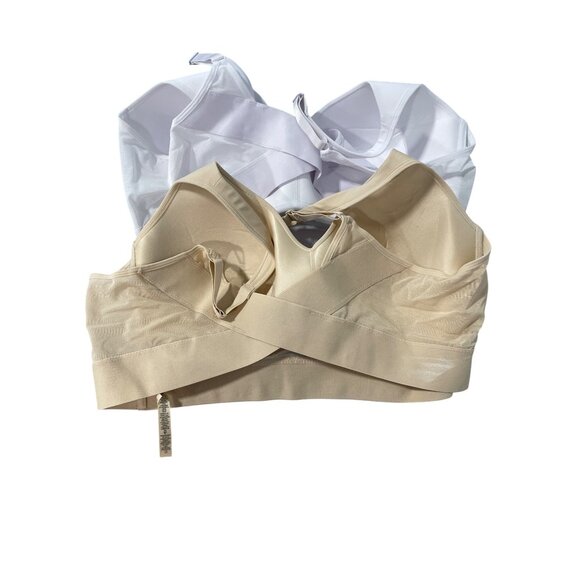 Rhonda Shear 2 Pack Molded Cup Bra with Wrap Back Size 3X White Beige 636.12 - Picture 3 of 9